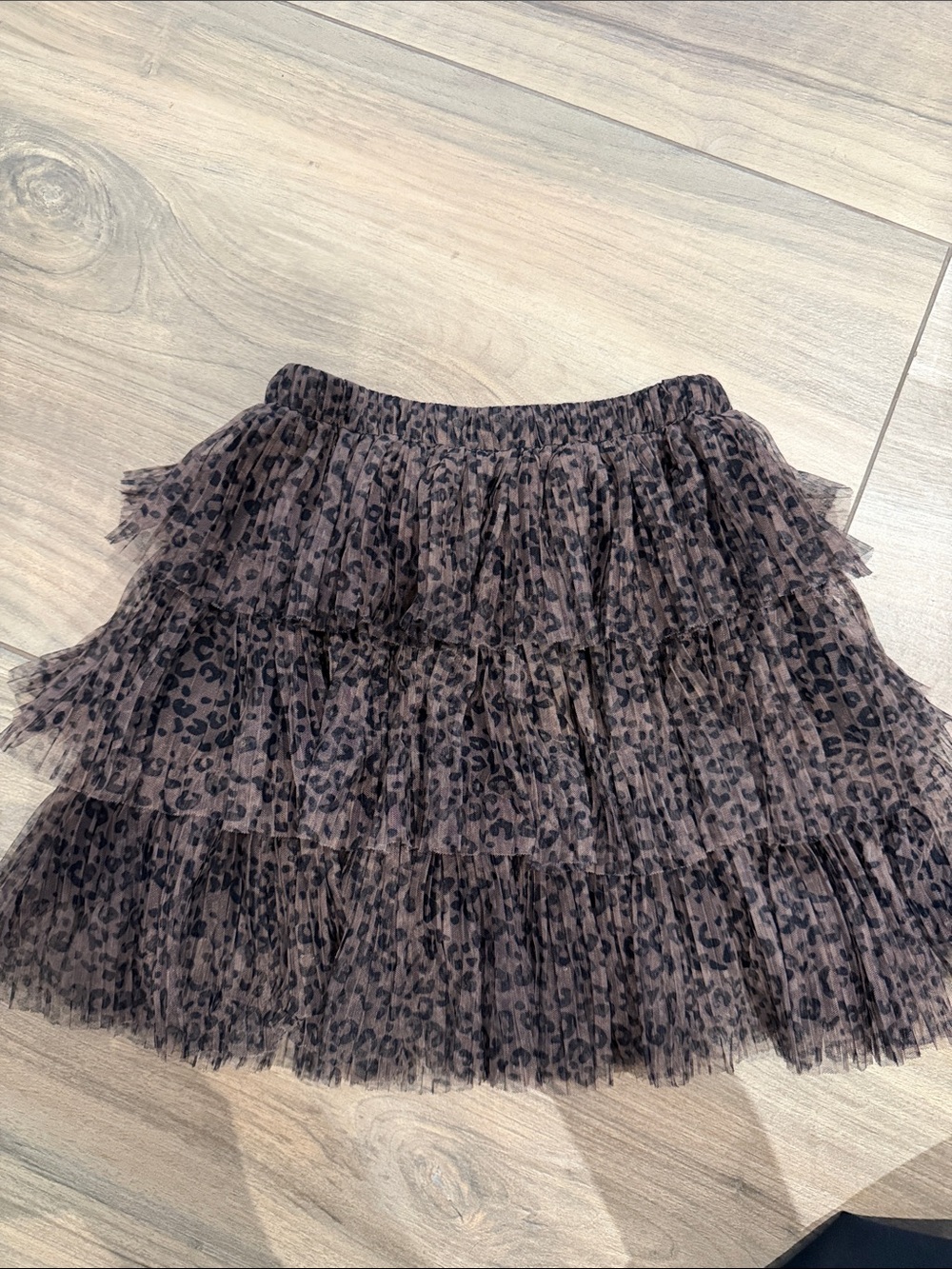 Zara Brown and Black Leopard Print Tiered Skirt girls size 10